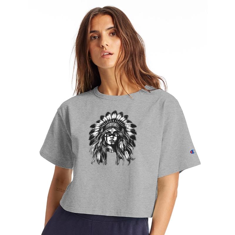 Dark Art Skull Indian Apache Girl Vintage