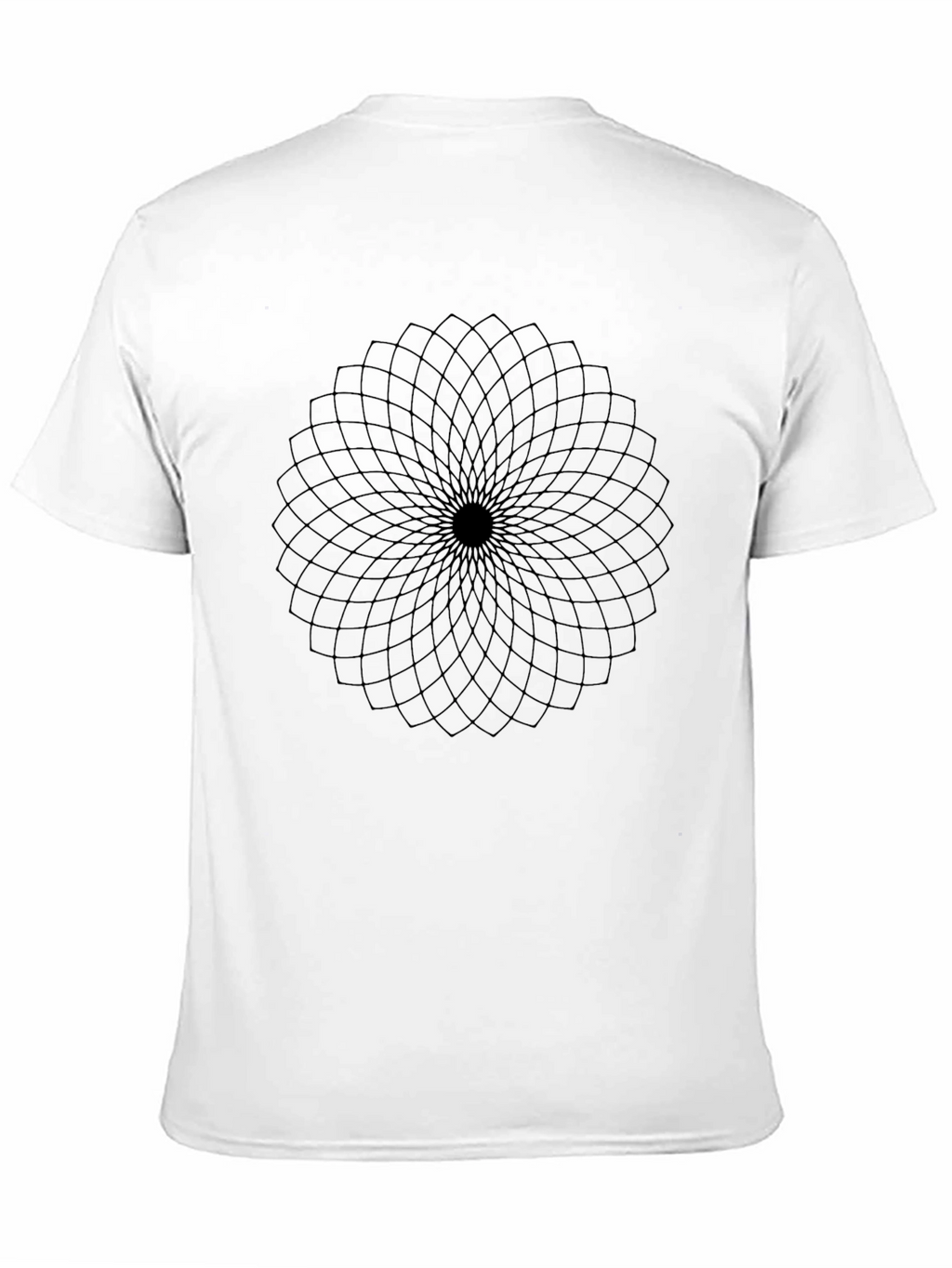 Abstract Geometric Flower Design Black T-Shirt