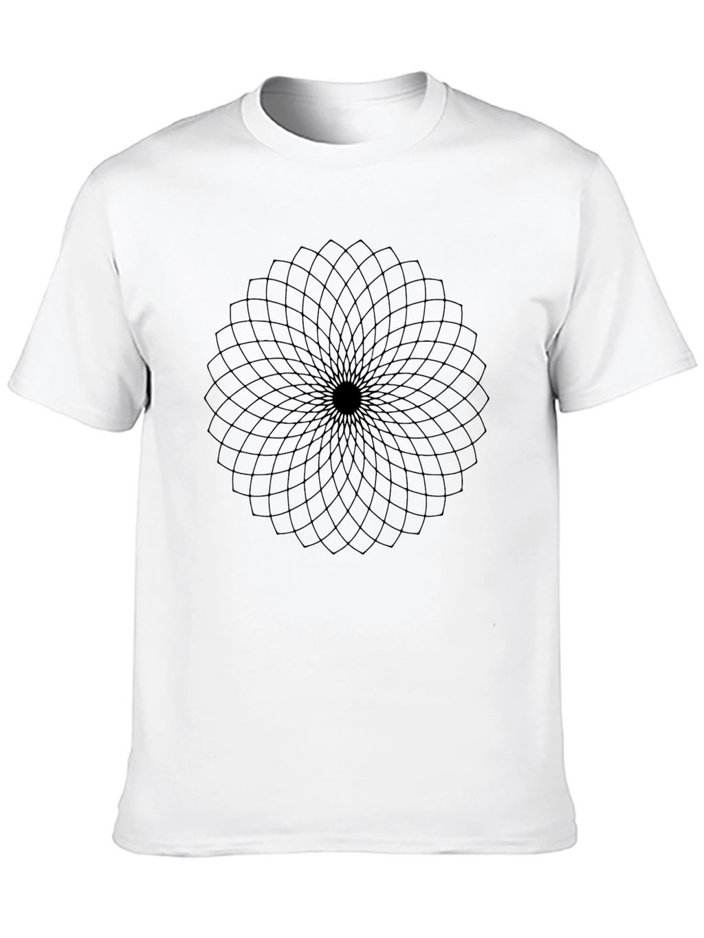 Abstract Geometric Flower Design Black T-Shirt