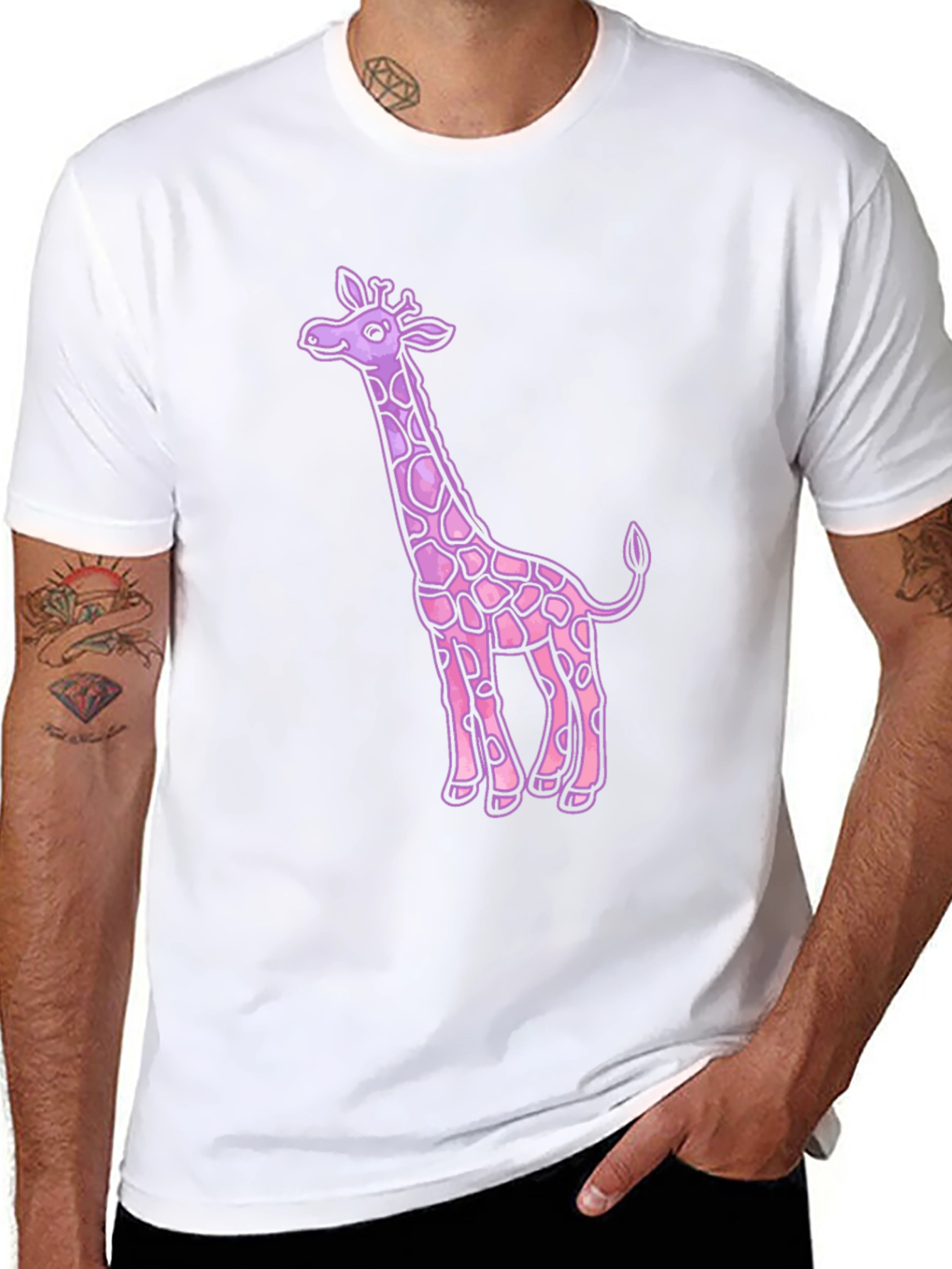 Pink Giraffe Graphic Tee - Unique Design