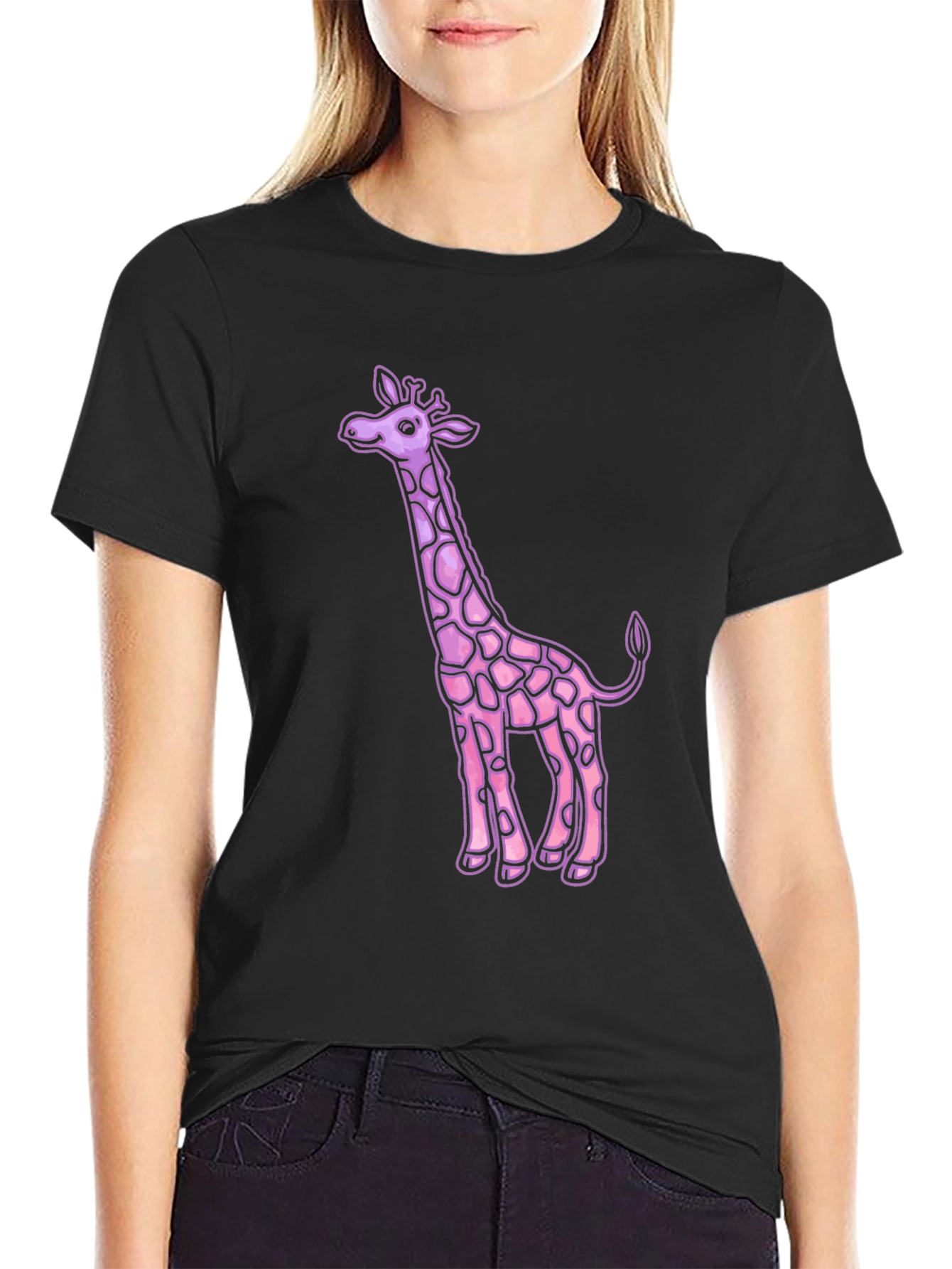 Pink Giraffe Graphic Tee - Unique Design