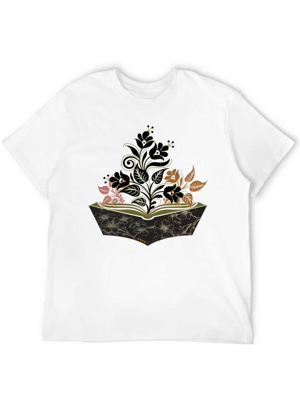 Floral Book T-Shirt - Literary Style