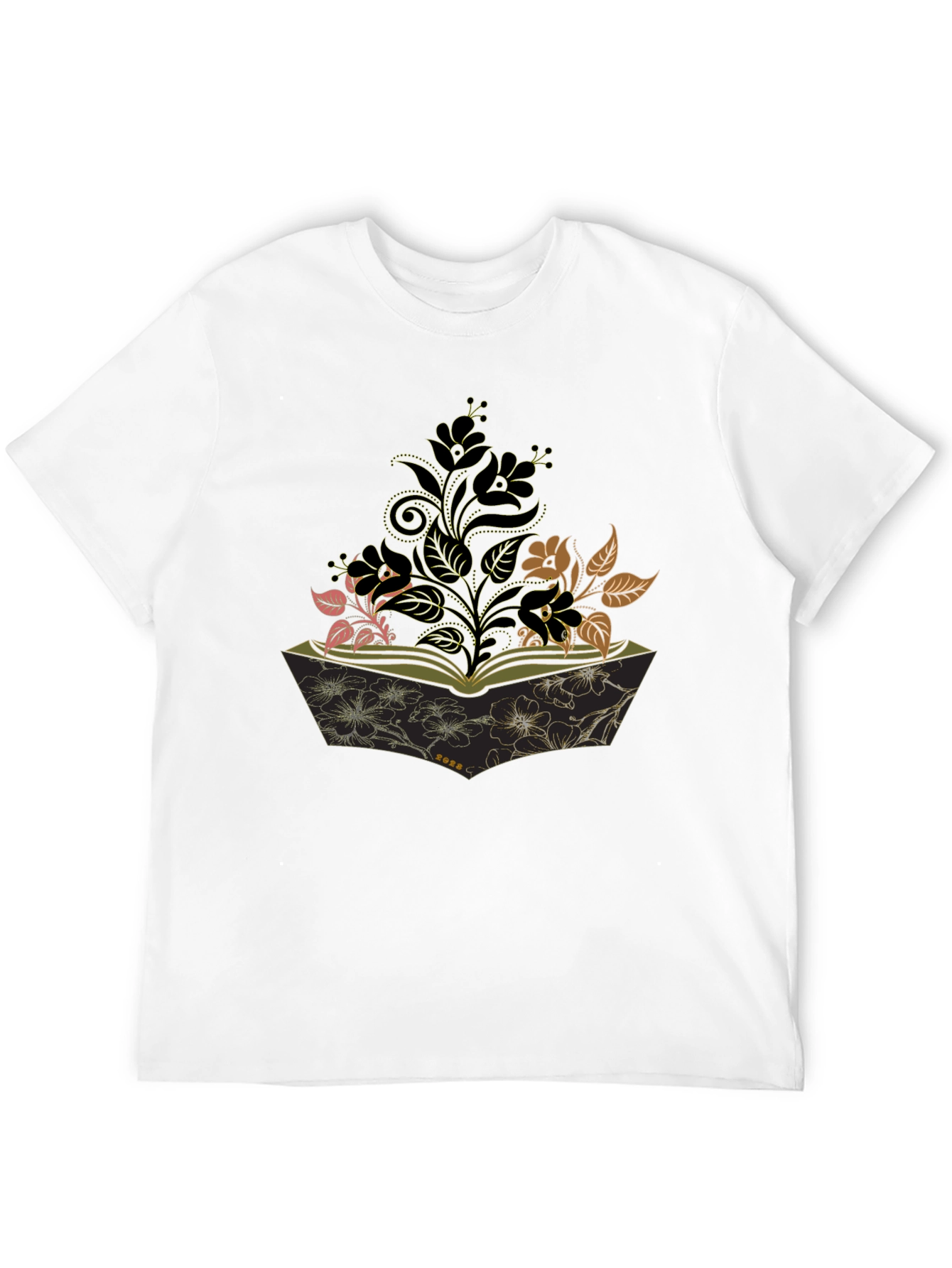 Floral Book T-Shirt - Literary Style