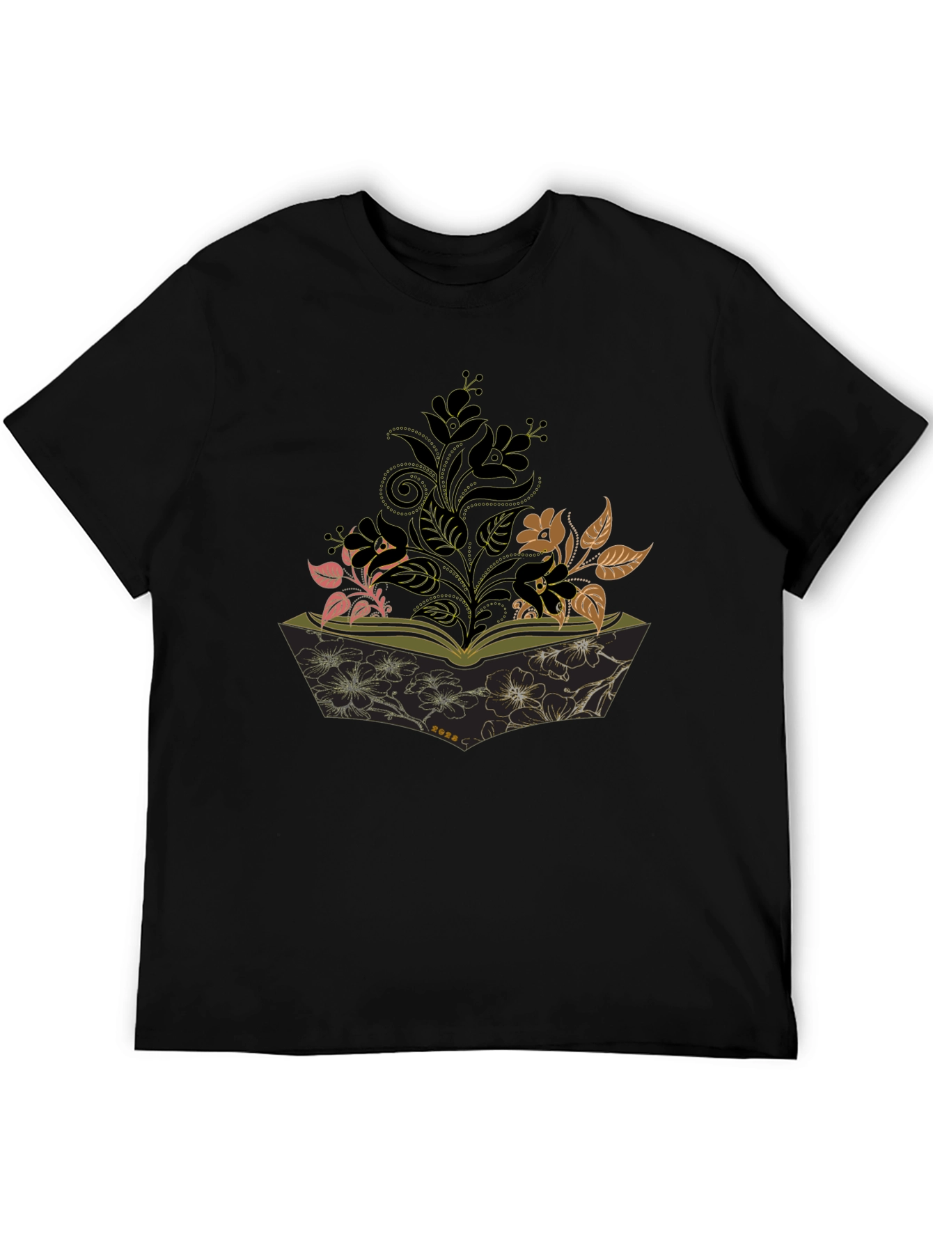 Floral Book T-Shirt - Literary Style