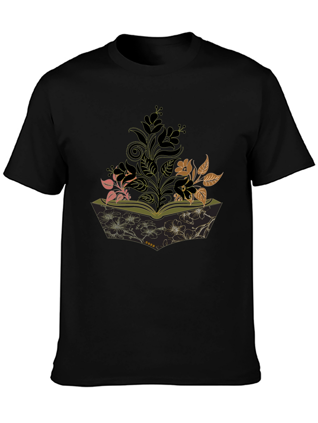 Floral Book T-Shirt - Literary Style