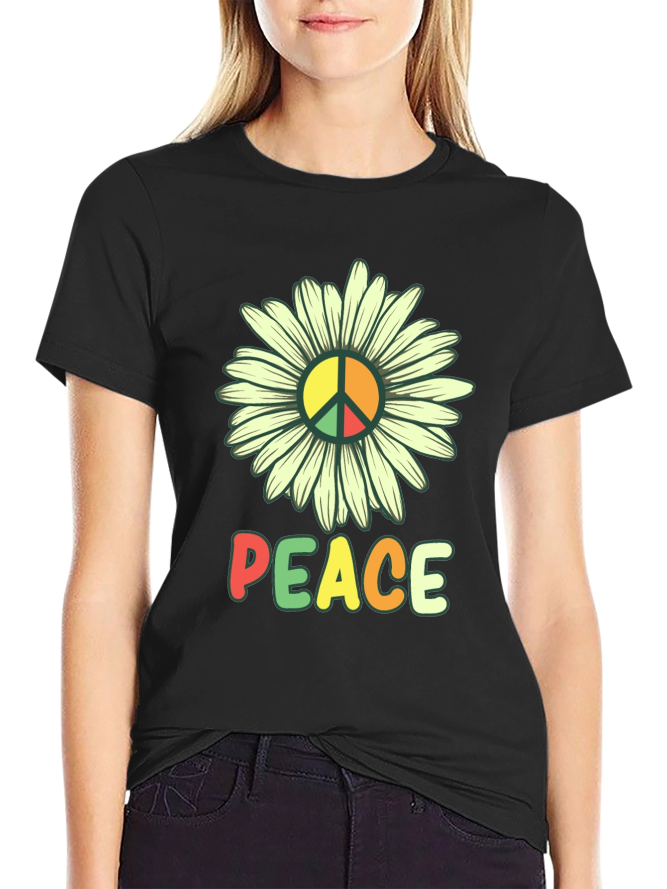 Peace Daisy Graphic T-Shirt - Hippie Style