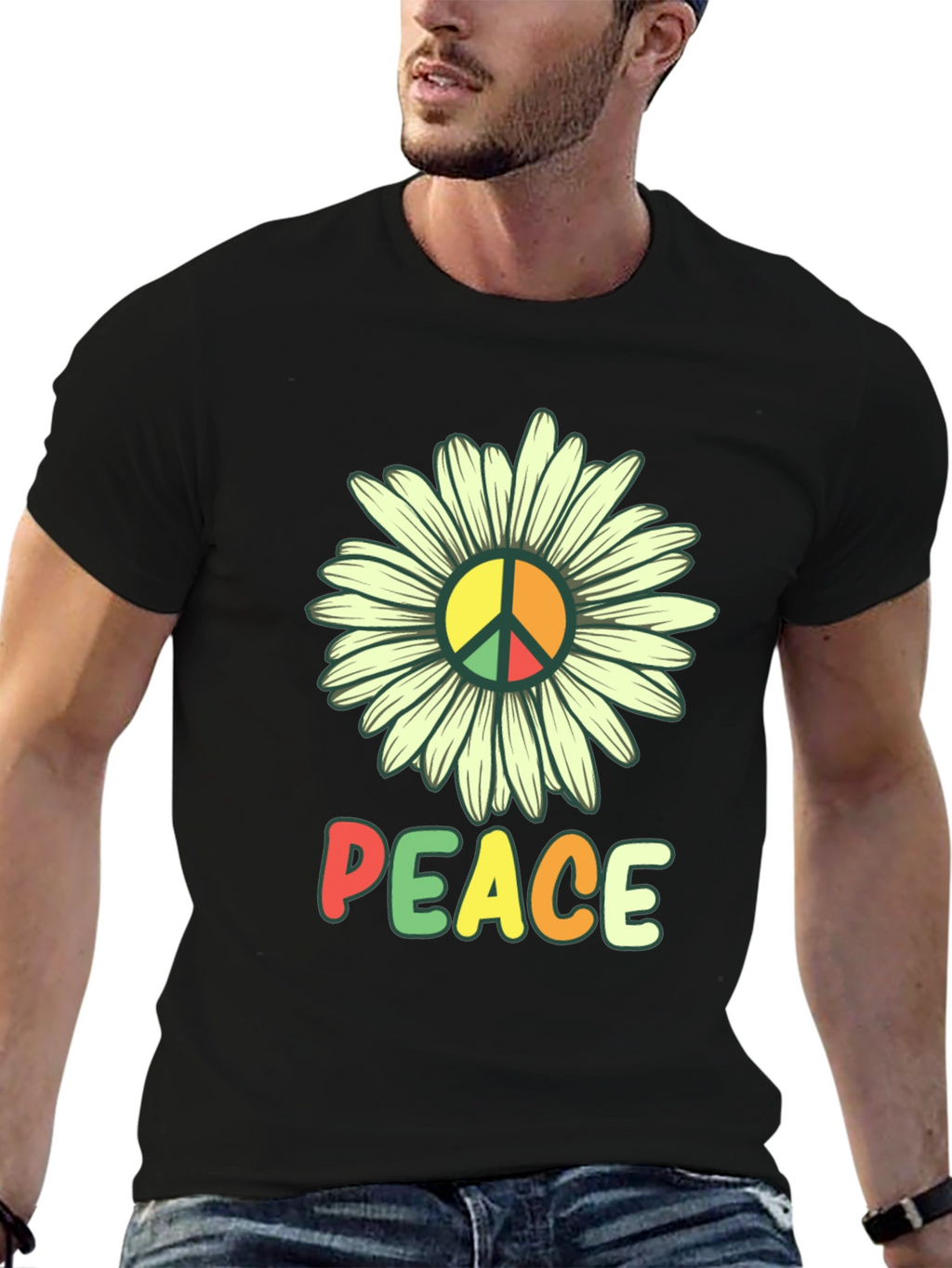 Peace Daisy Graphic T-Shirt - Hippie Style