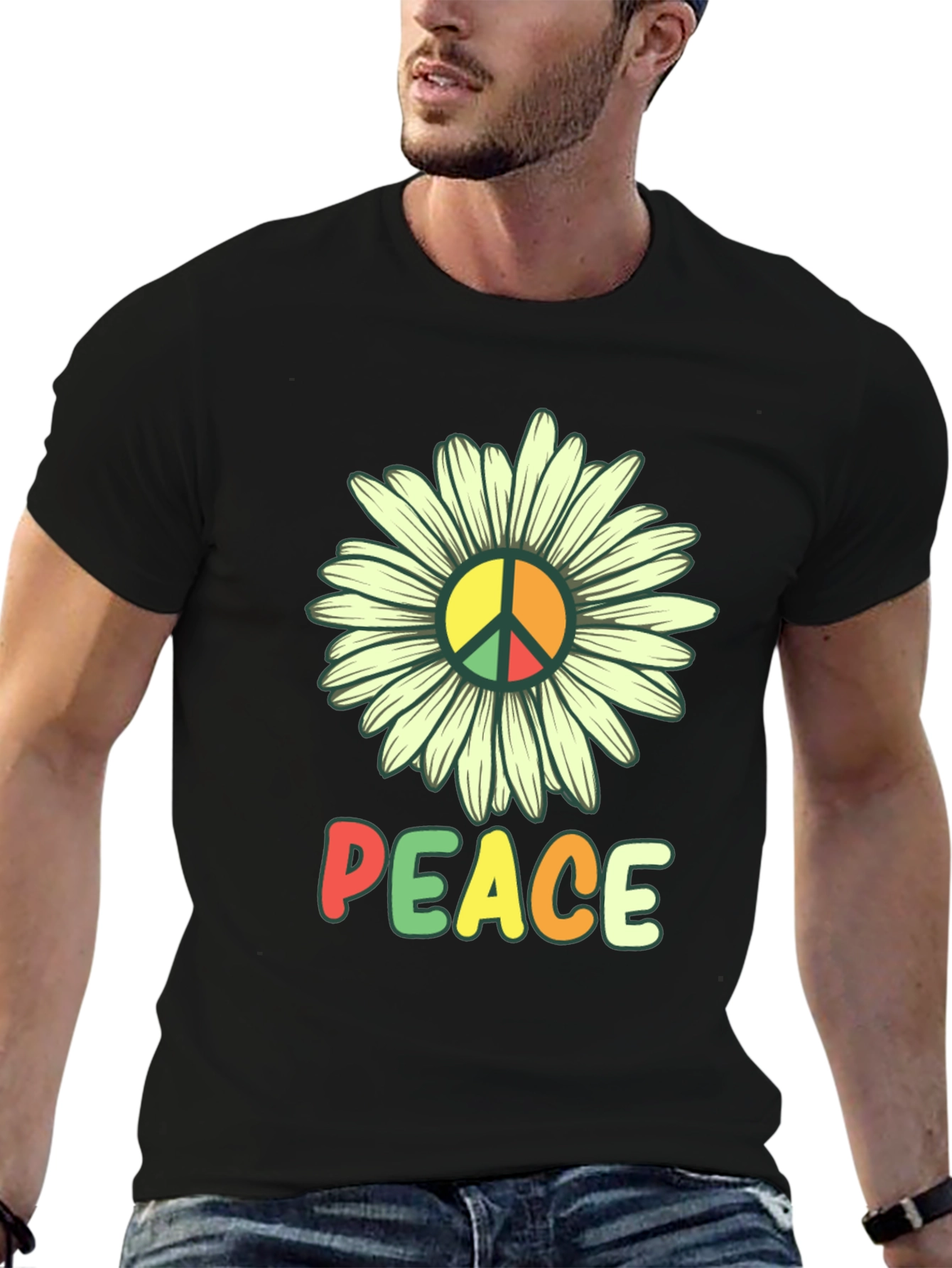 Peace Daisy Graphic T-Shirt - Hippie Style