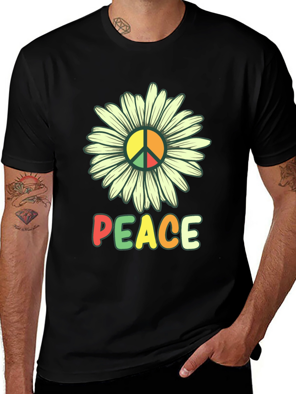 Peace Daisy Graphic T-Shirt - Hippie Style