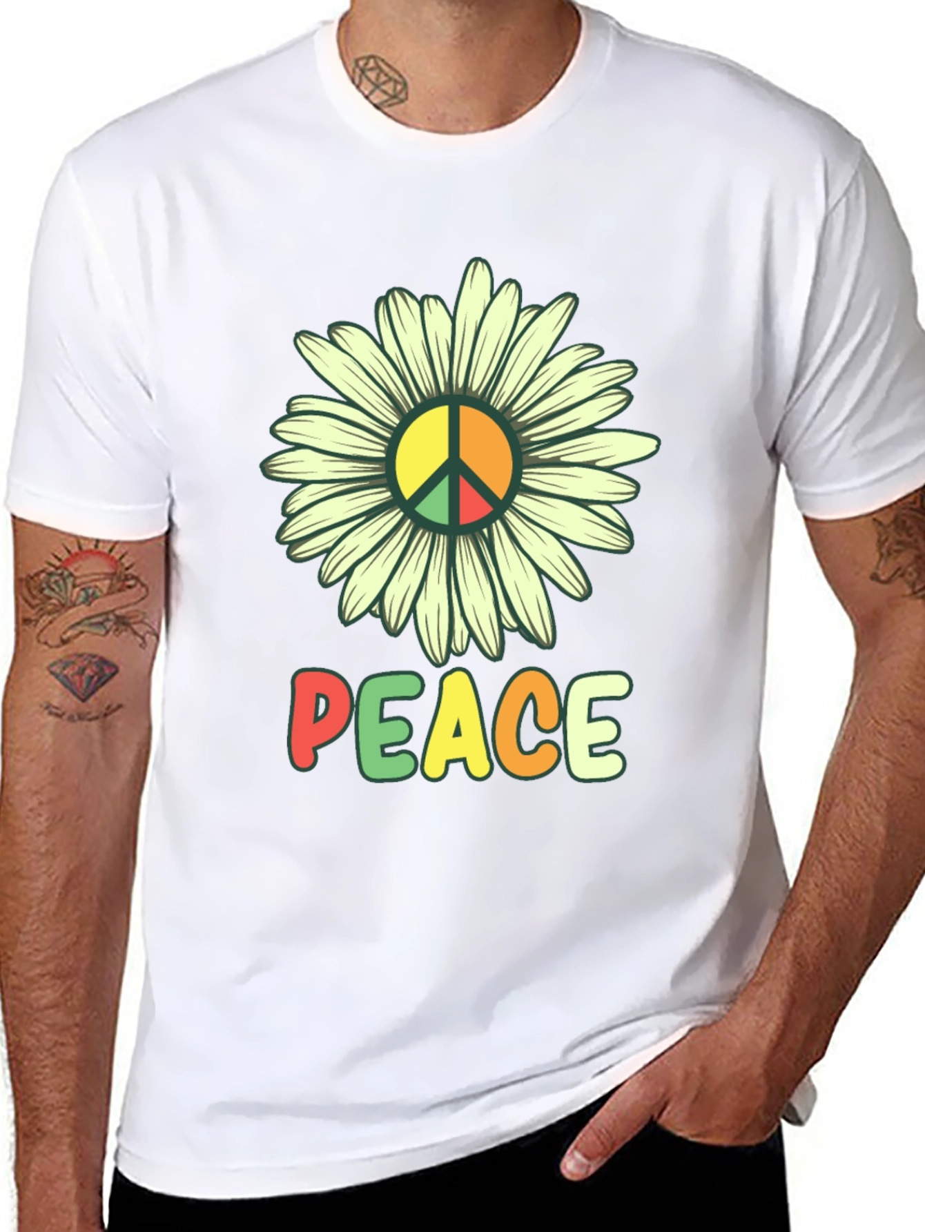 Peace Daisy Graphic T-Shirt - Hippie Style