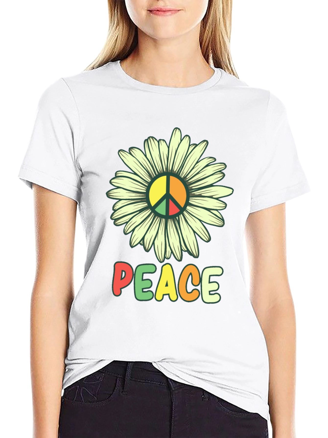 Peace Daisy Graphic T-Shirt - Hippie Style
