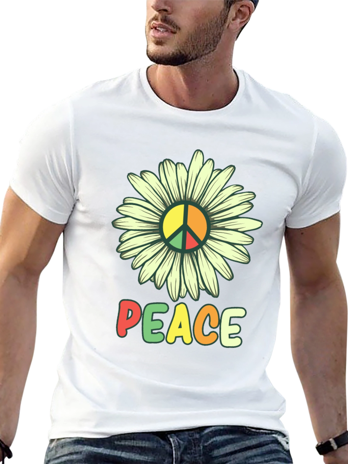 Peace Daisy Graphic T-Shirt - Hippie Style