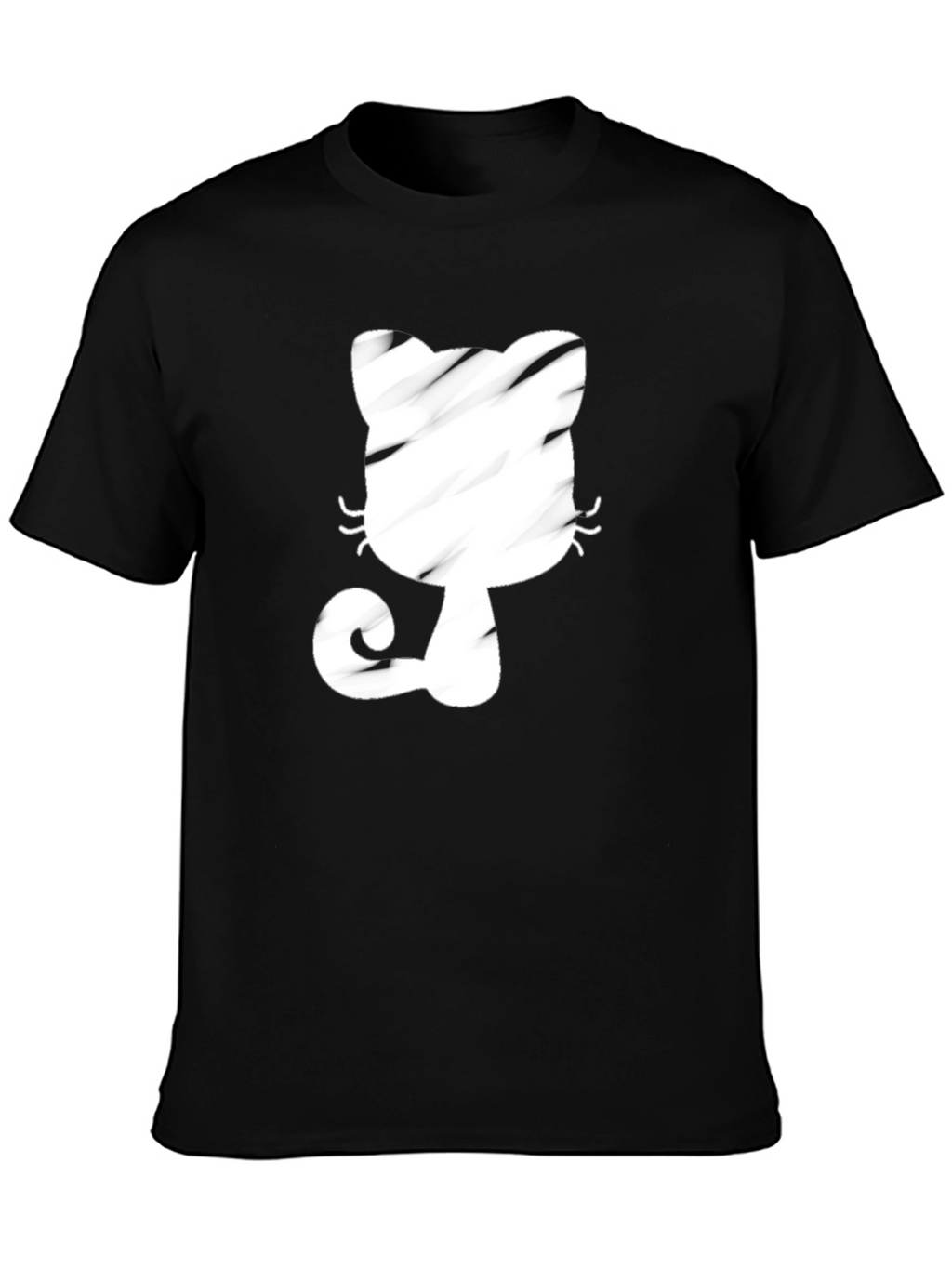 Black T-Shirt with Whimsical Cat Graphic