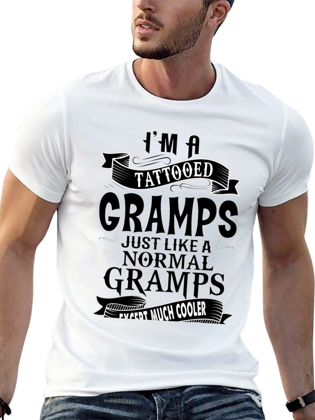 Tattooed Gramps T-Shirt - Cool Grandfather Tee