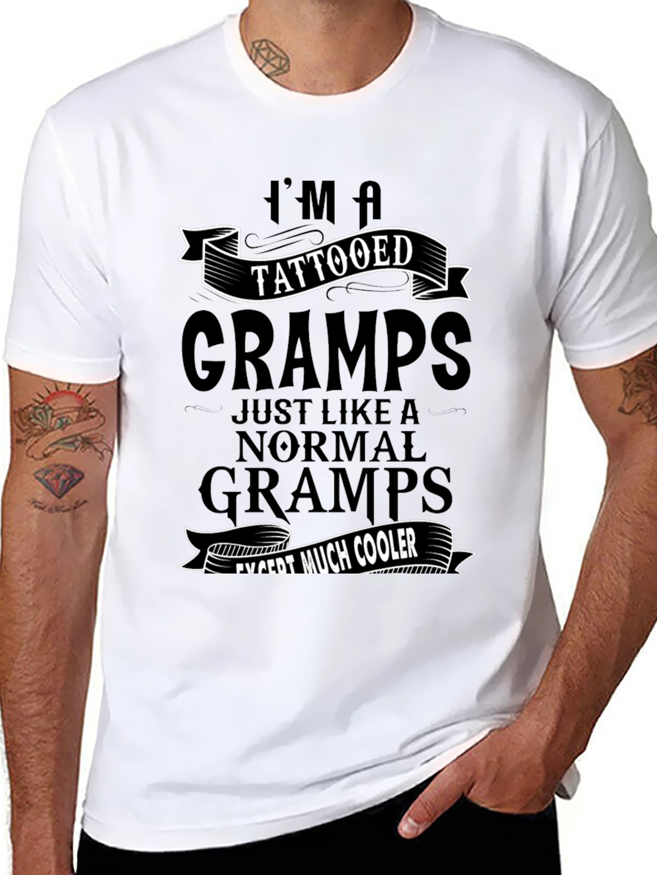 Tattooed Gramps T-Shirt - Cool Grandfather Tee