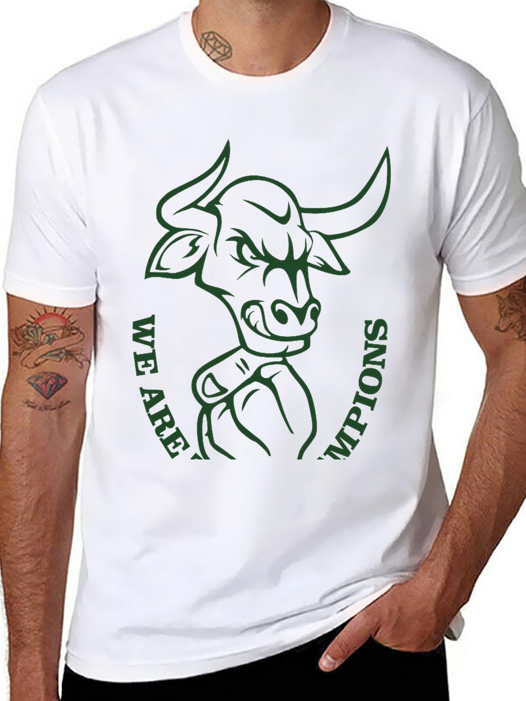 Bull Champions Graphic Tee - Black Cotton T-Shirt