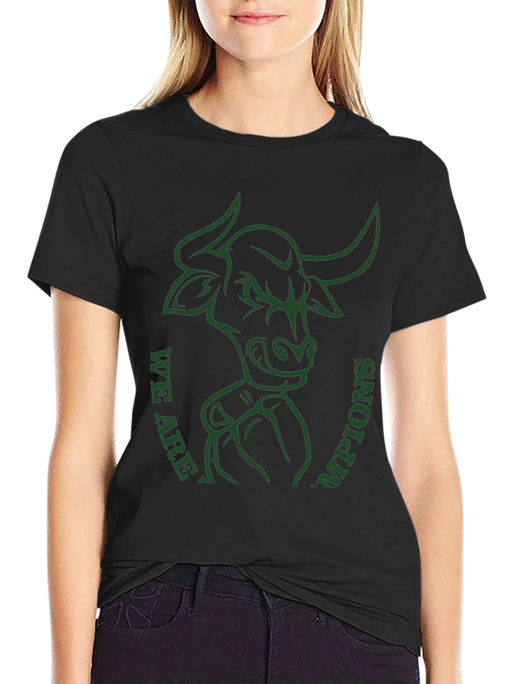 Bull Champions Graphic Tee - Black Cotton T-Shirt