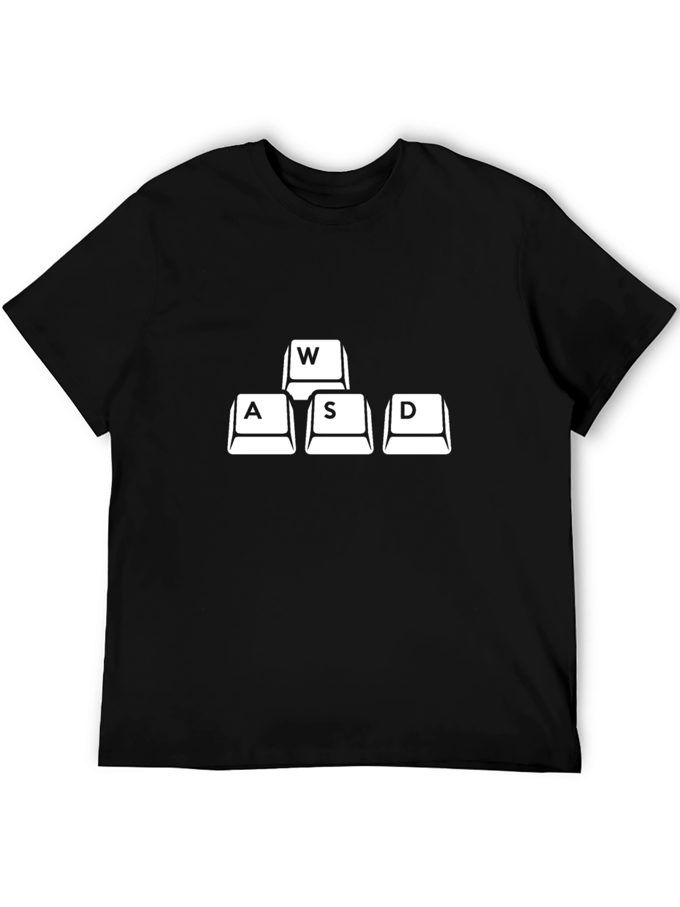 Gamer WASD Keys Graphic Print Tee - Black