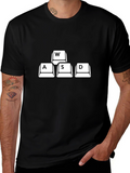 Gamer WASD Keys Graphic Print Tee - Black