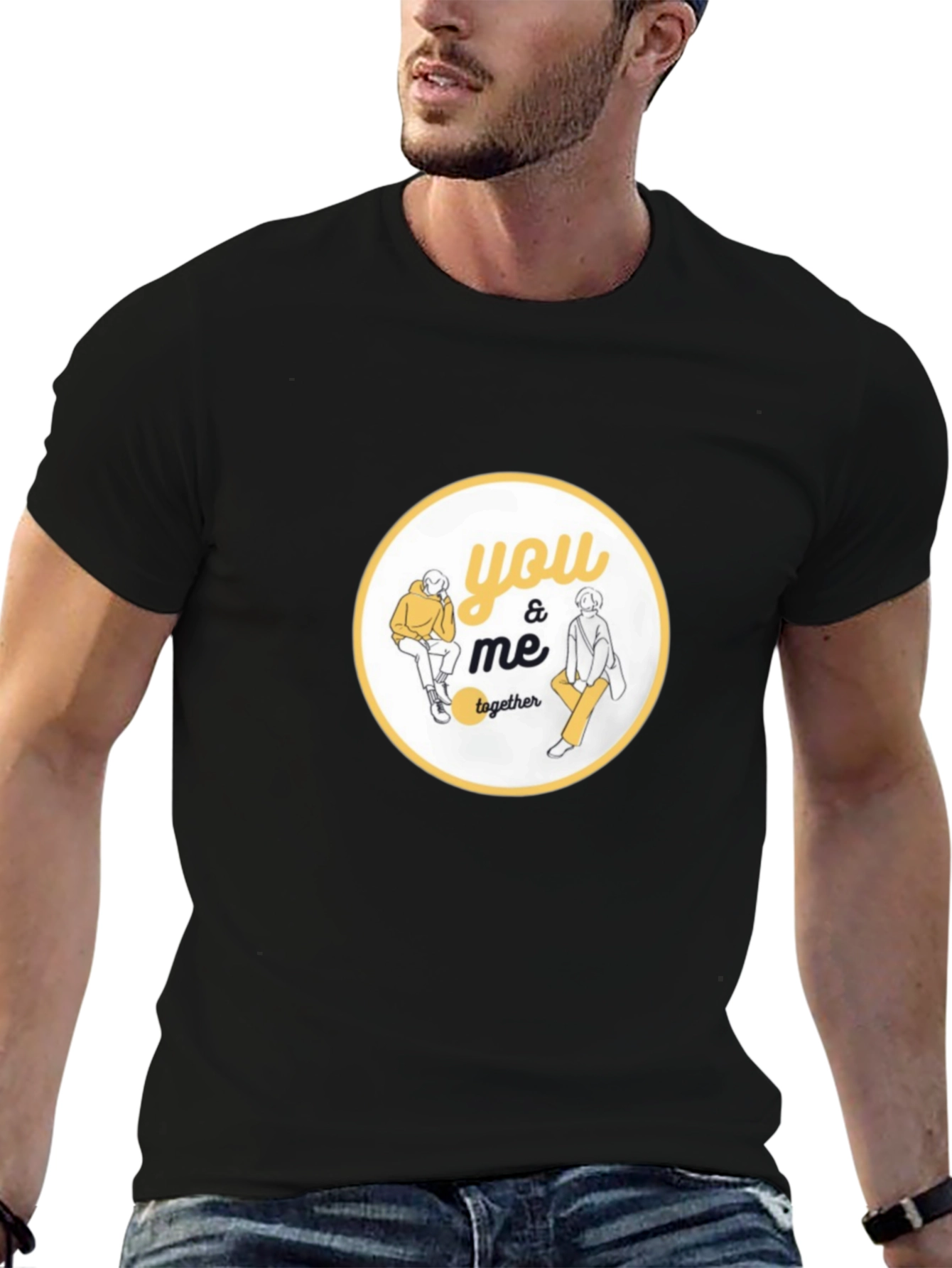 You & Me Together Graphic Black T-Shirt