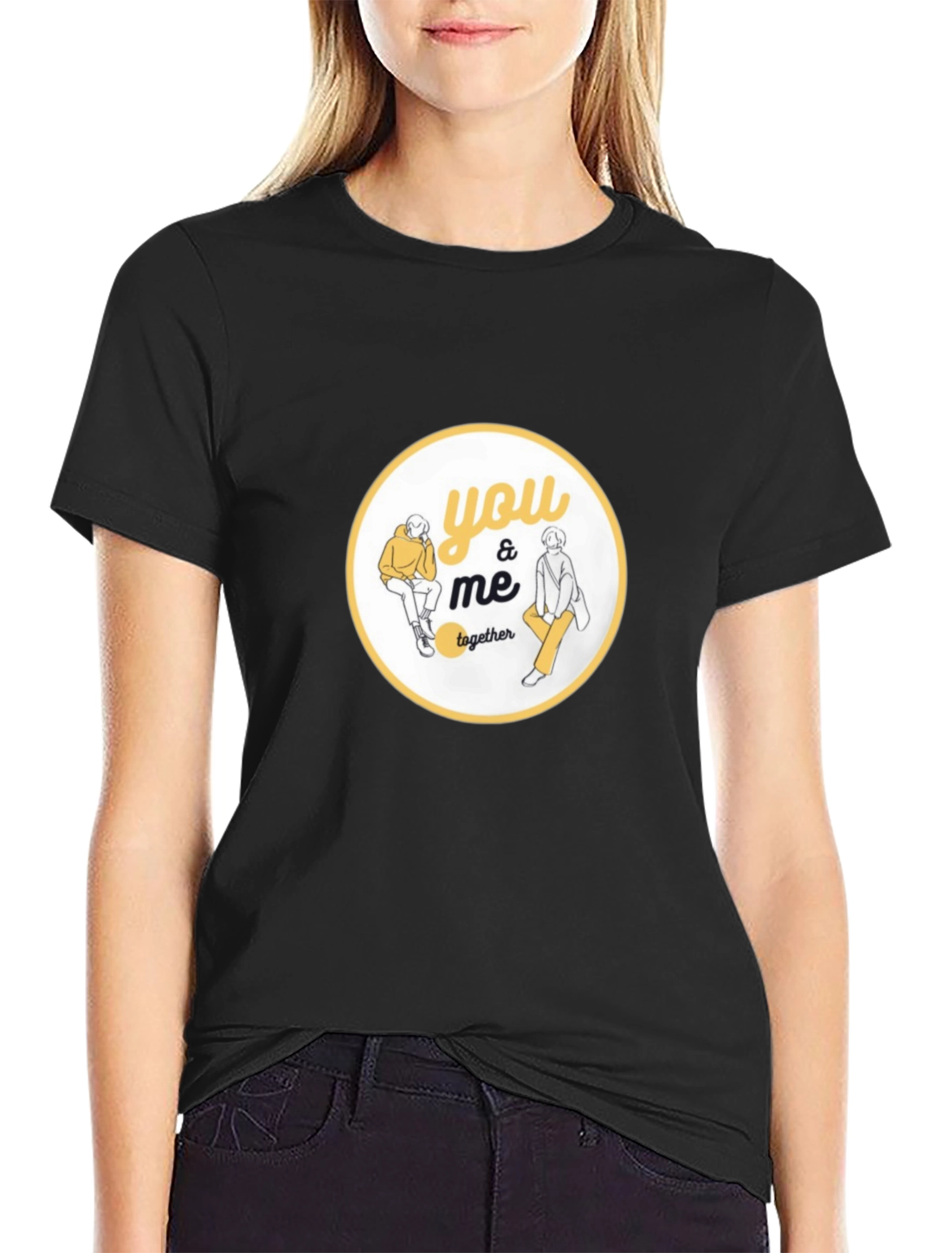 You & Me Together Graphic Black T-Shirt