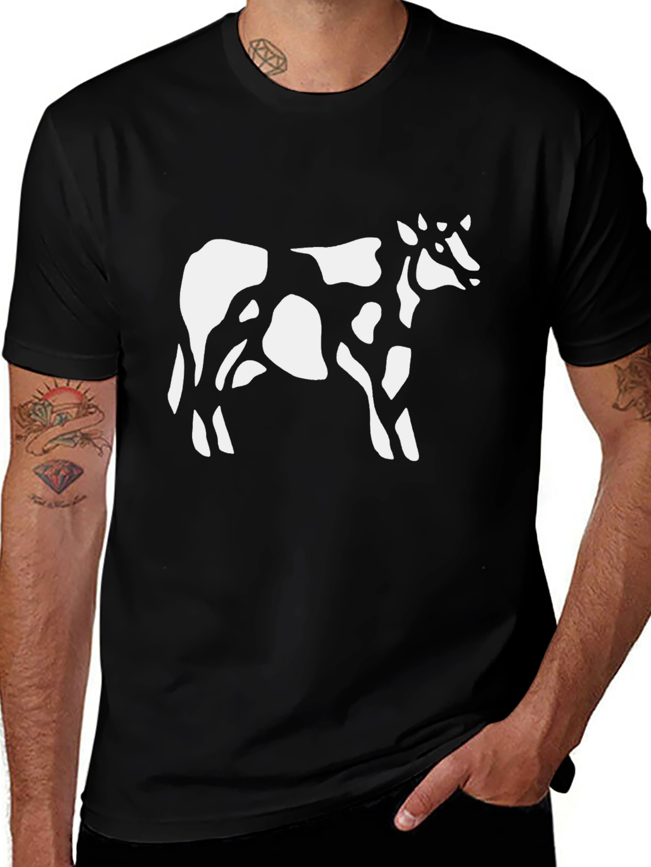 Cow Print Black T-Shirt