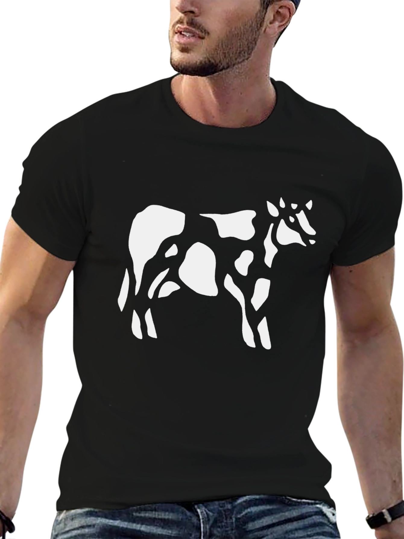 Cow Print Black T-Shirt