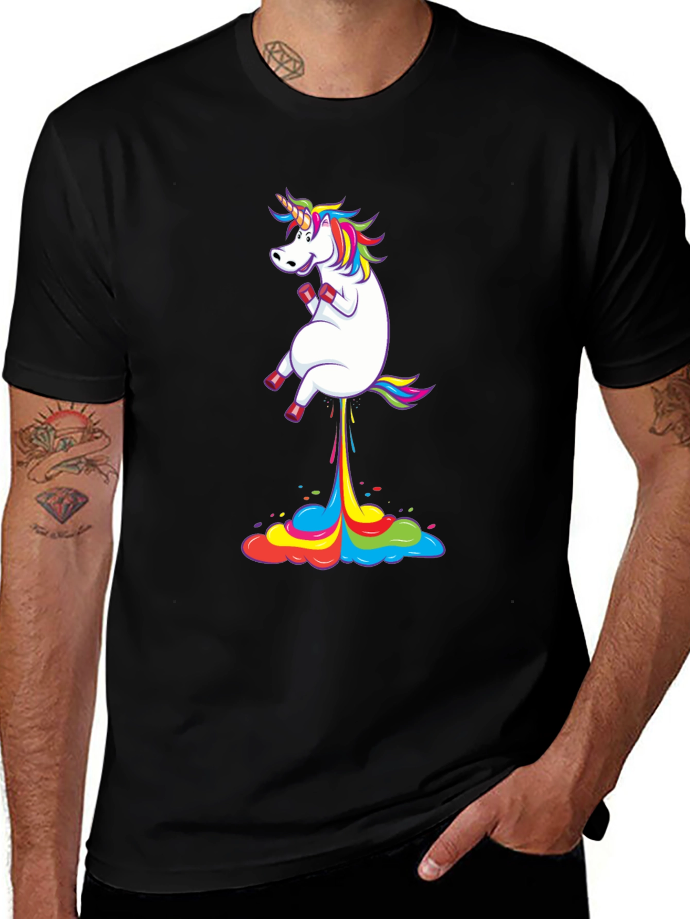 Unicorn Rainbow Fart T-Shirt Funny Novelty Tee
