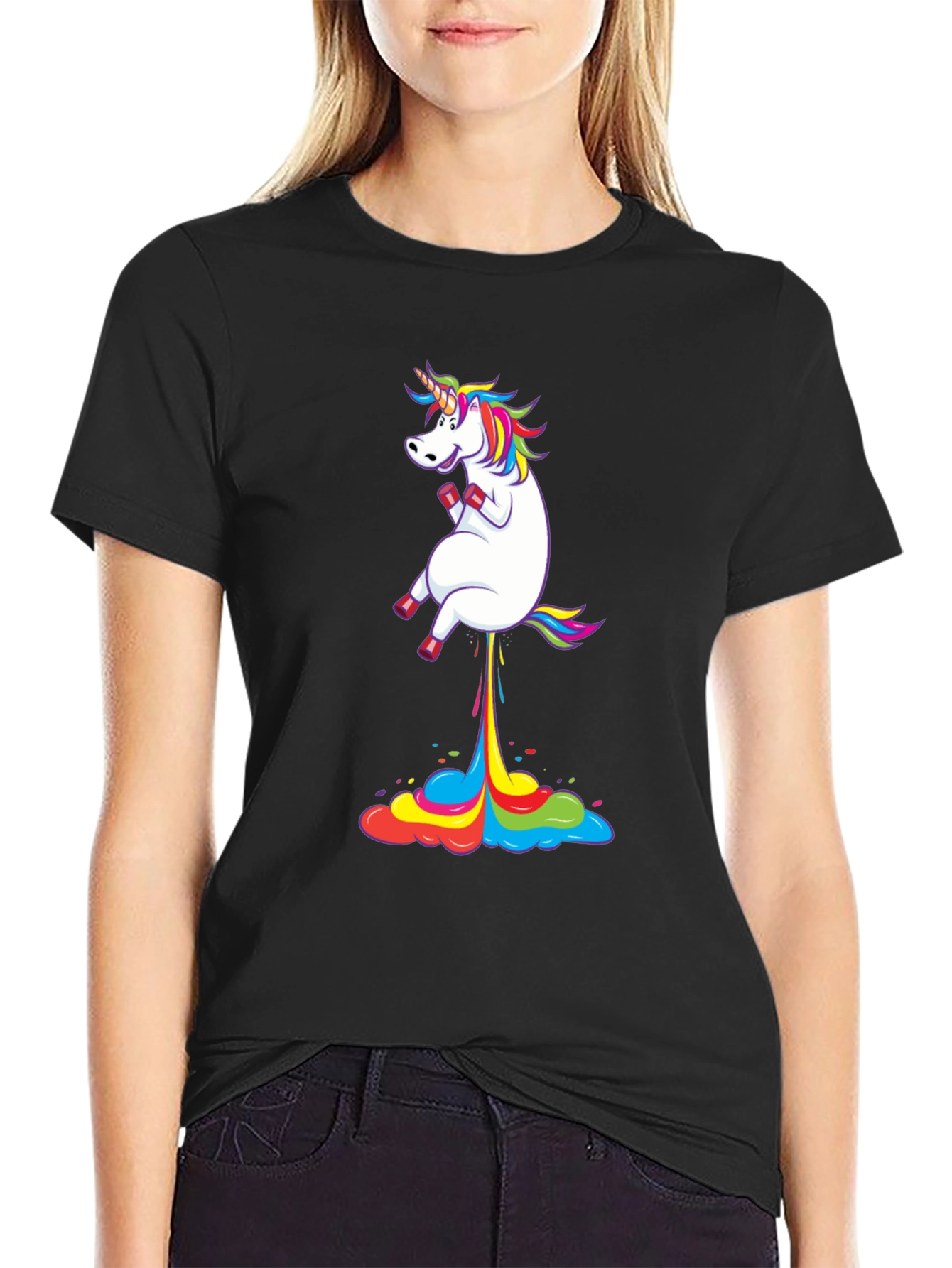 Unicorn Rainbow Fart T-Shirt Funny Novelty Tee