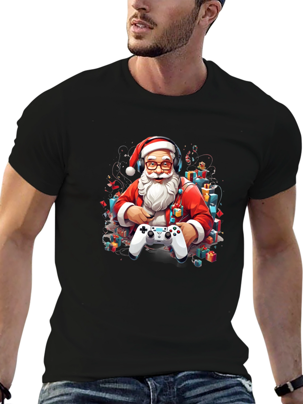 Gamer Santa T-Shirt - Holiday Gaming Apparel