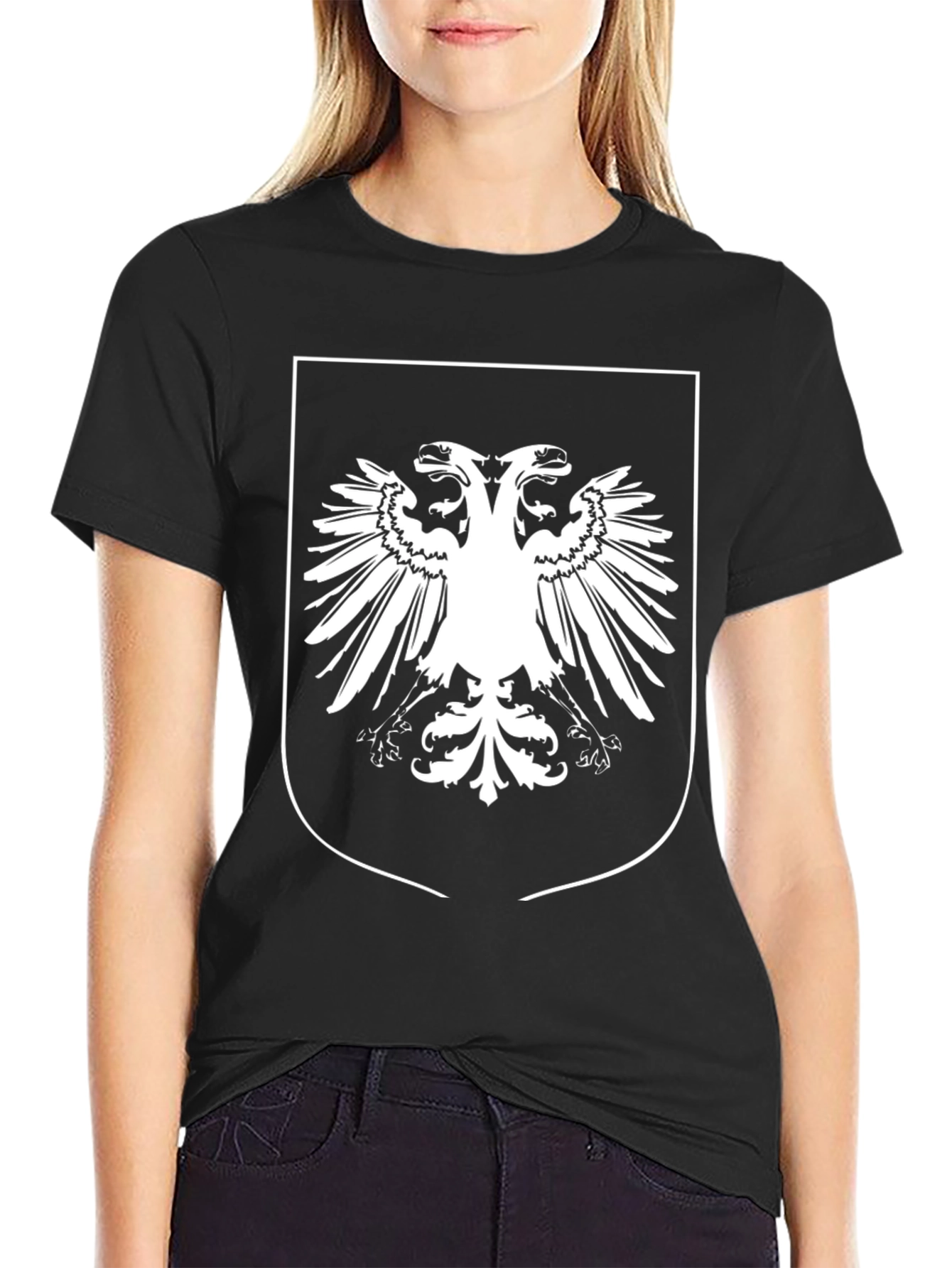 Albanian Eagle Graphic Tee - Black Short Sleeve Shirt