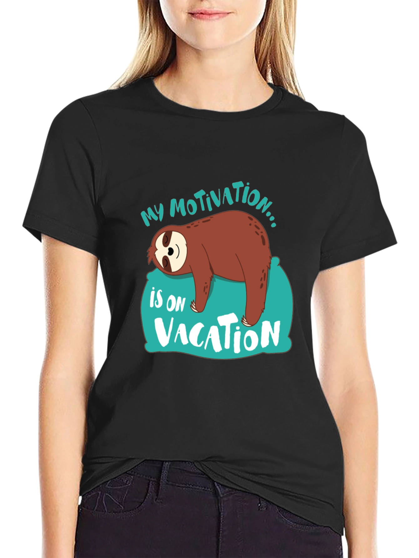 My Motivation is on Vacation Sloth Graphic T-Shirt