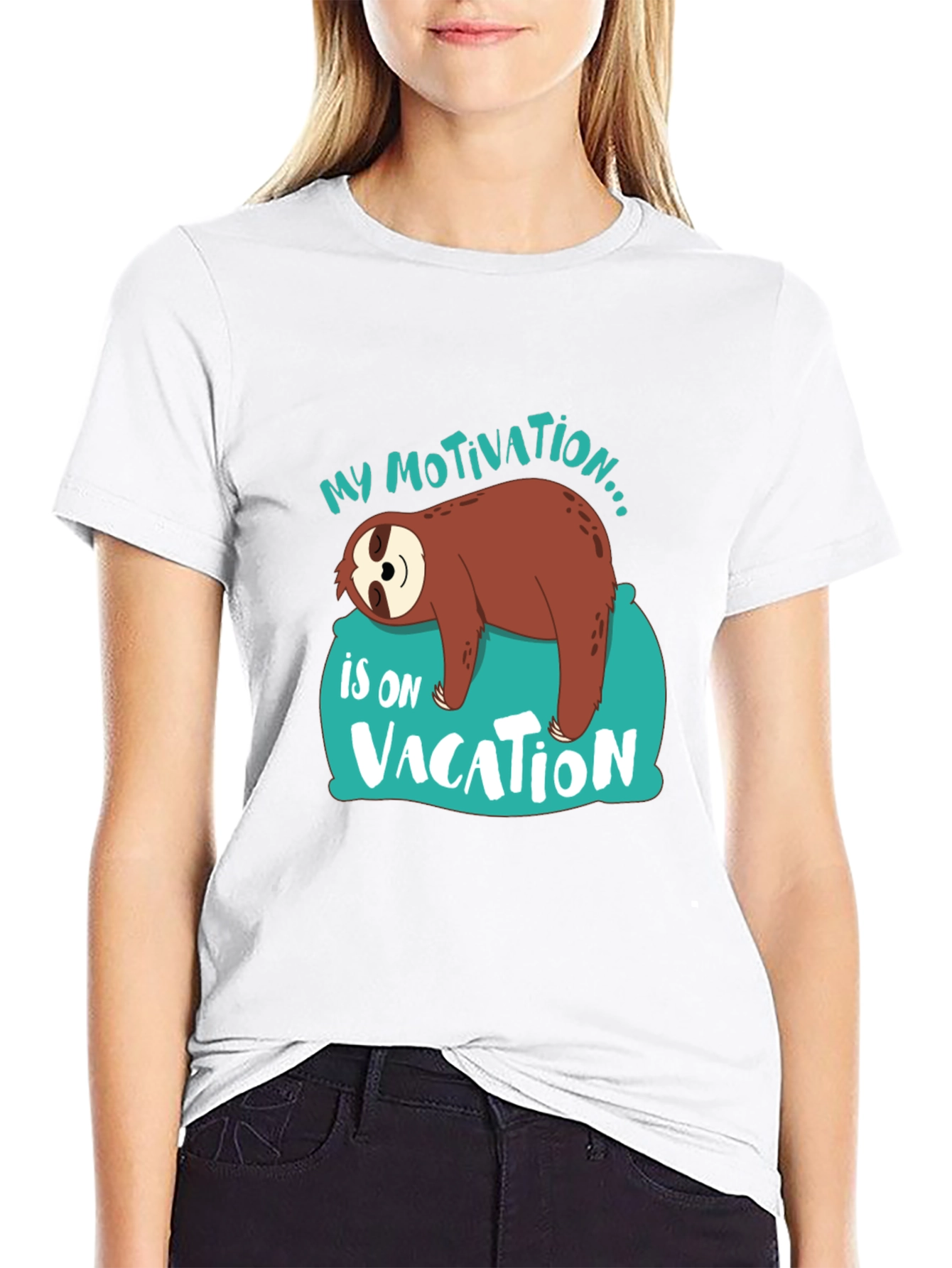 My Motivation is on Vacation Sloth Graphic T-Shirt