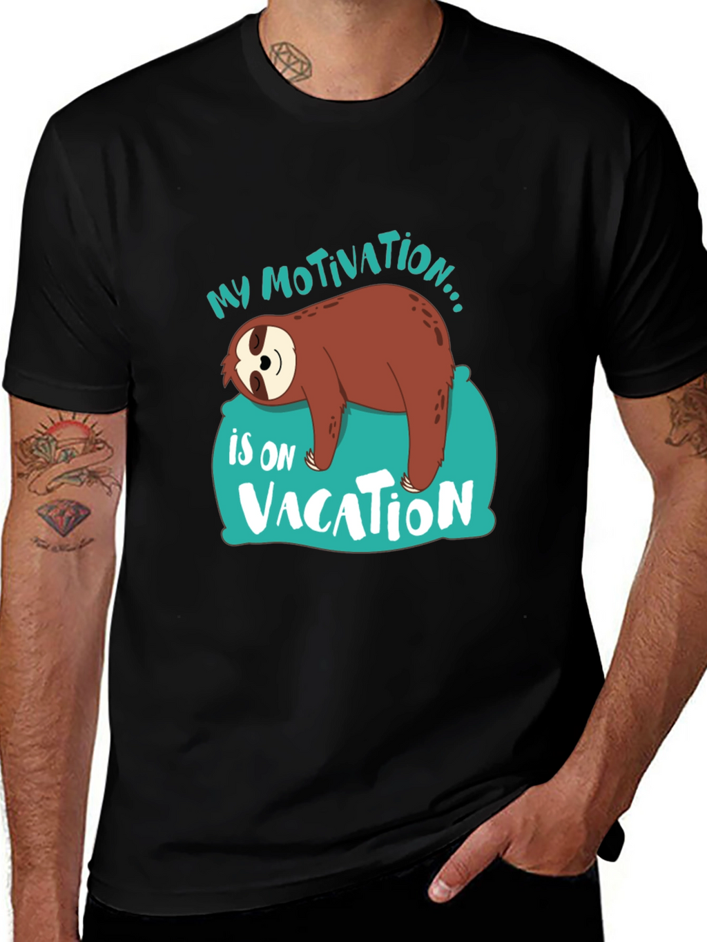 My Motivation is on Vacation Sloth Graphic T-Shirt