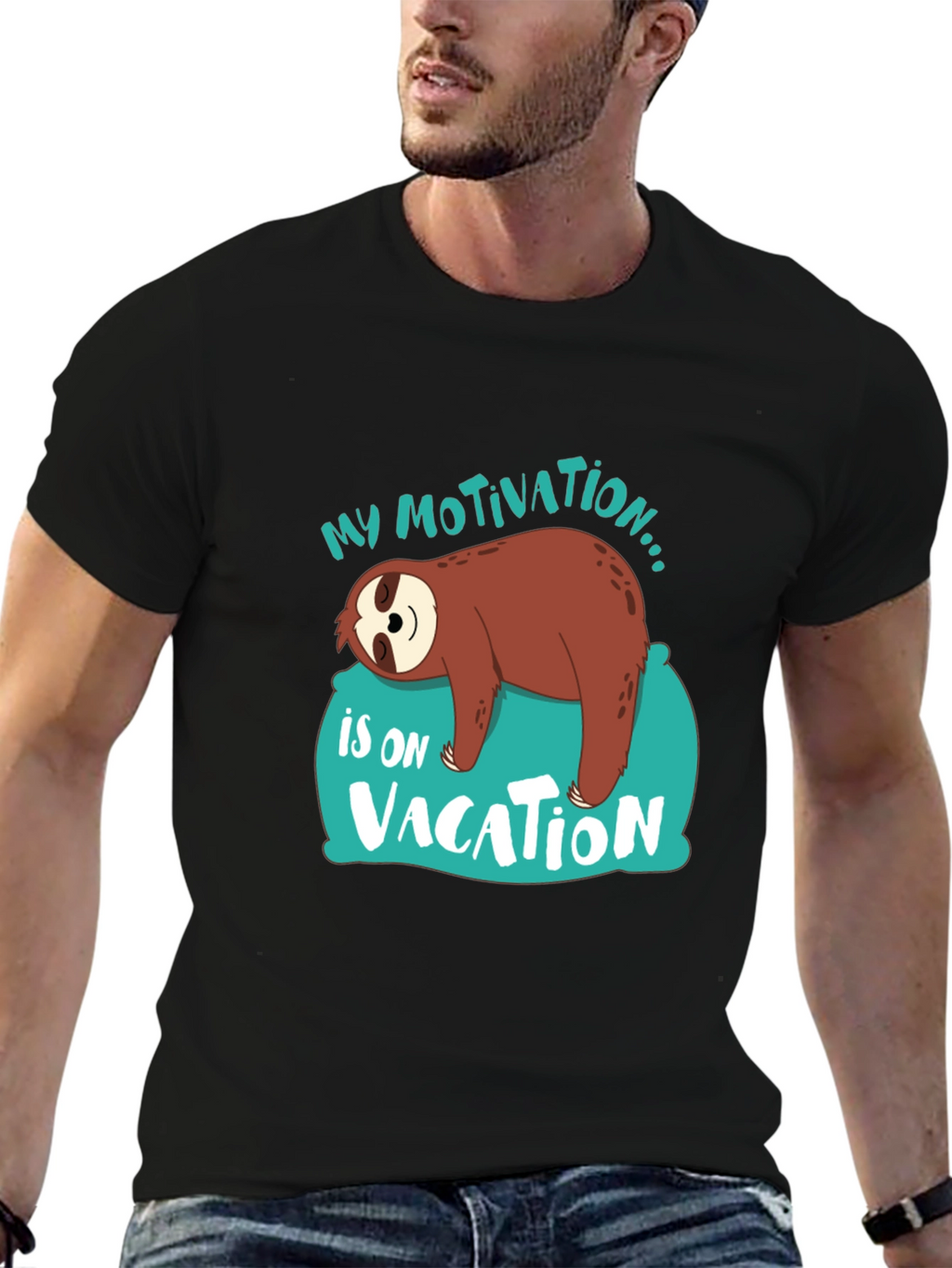My Motivation is on Vacation Sloth Graphic T-Shirt
