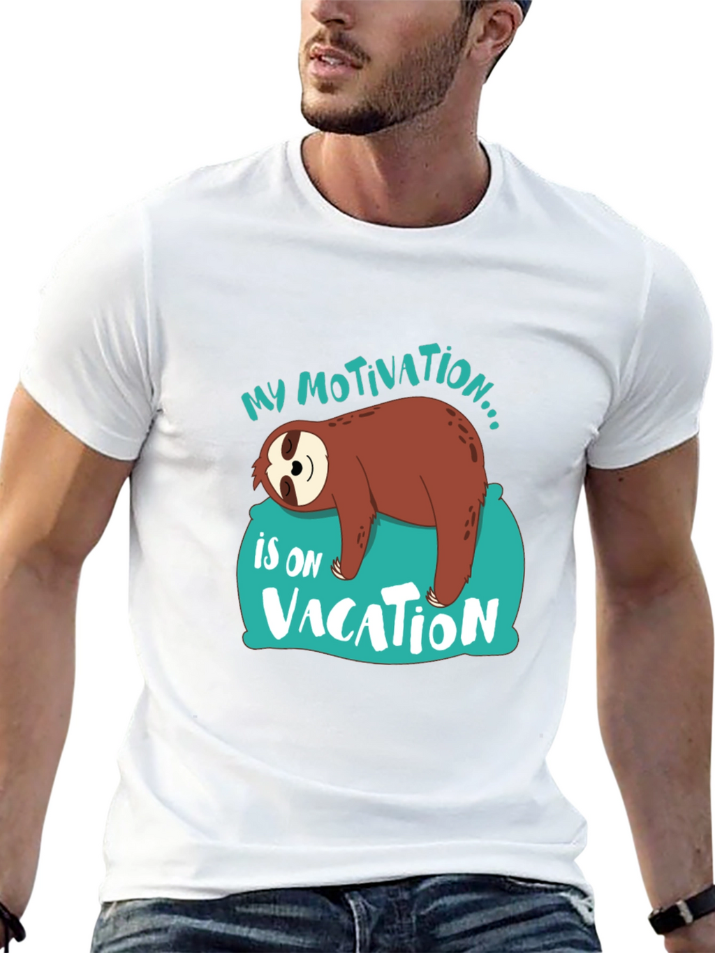 My Motivation is on Vacation Sloth Graphic T-Shirt
