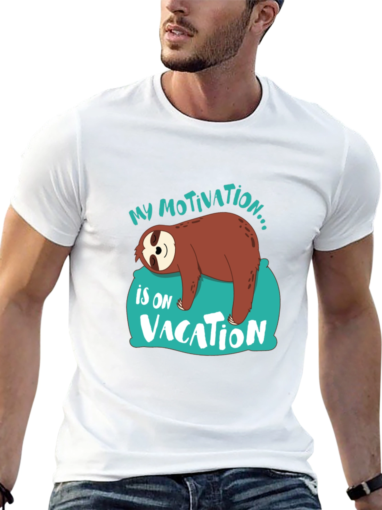 My Motivation is on Vacation Sloth Graphic T-Shirt