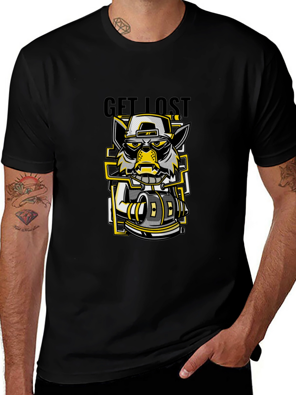 Get Lost Graphic Print Black T-Shirt