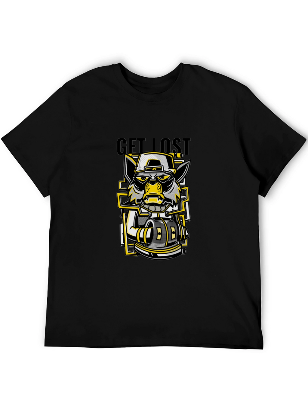 Get Lost Graphic Print Black T-Shirt