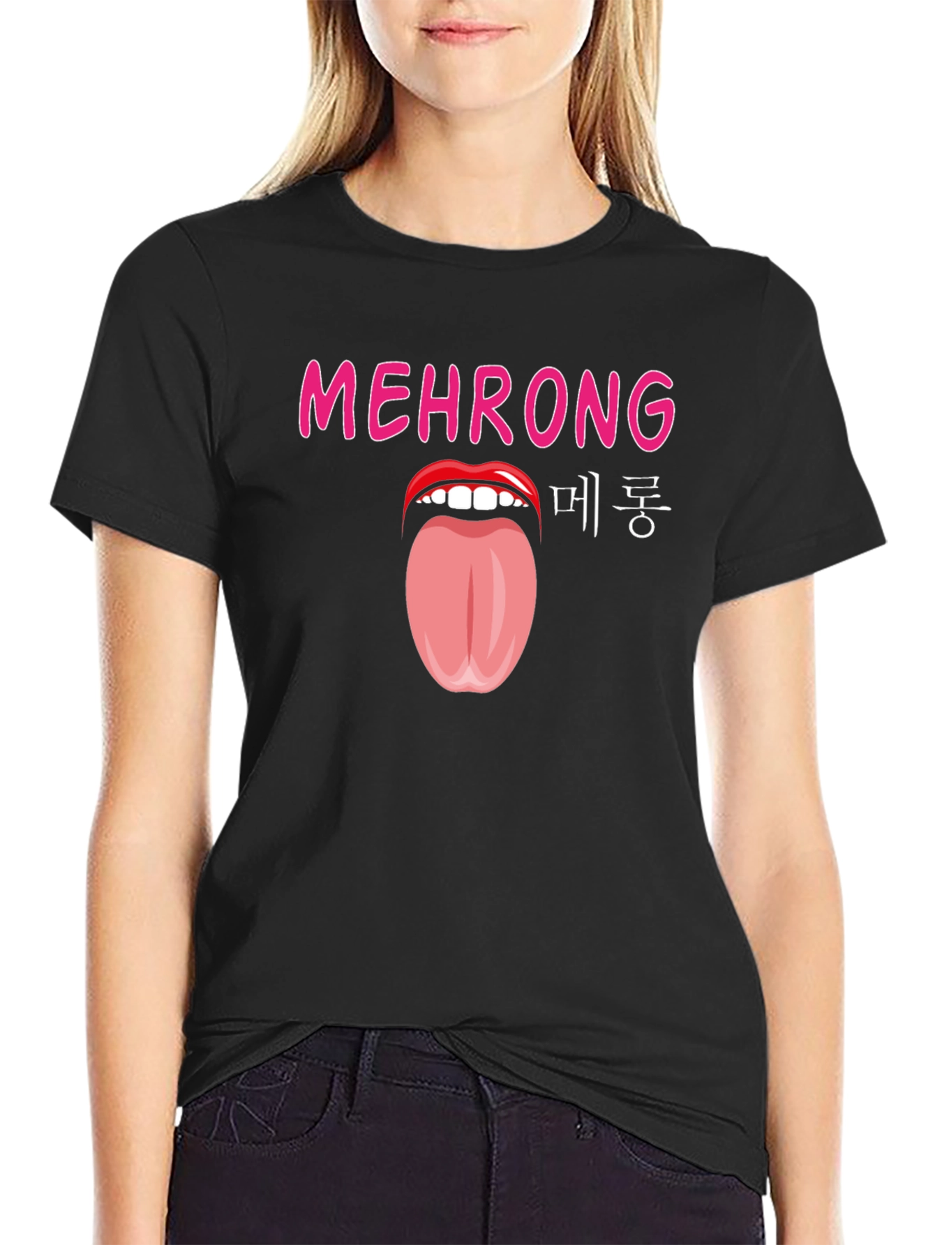 Mehrong Tongue Graphic T-Shirt - Black