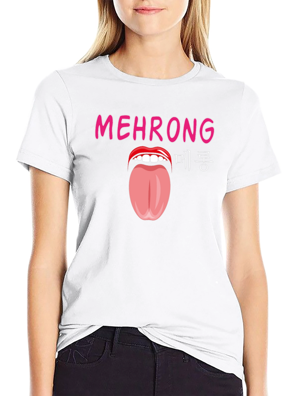 Mehrong Tongue Graphic T-Shirt - Black