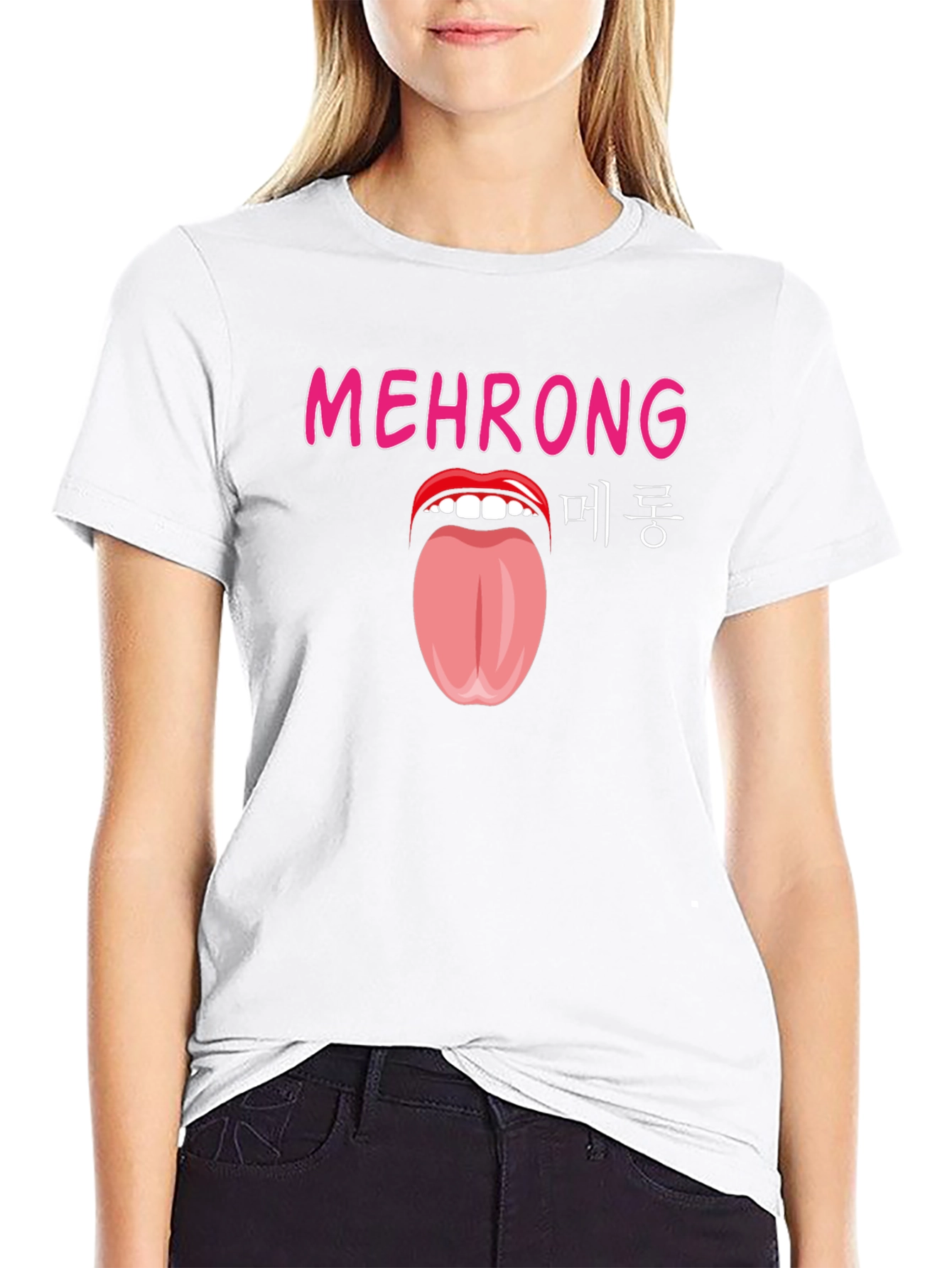 Mehrong Tongue Graphic T-Shirt - Black
