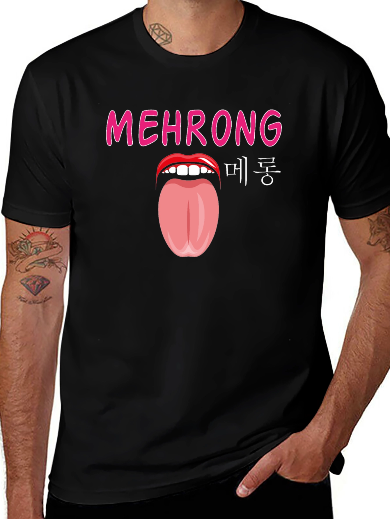 Mehrong Tongue Graphic T-Shirt - Black