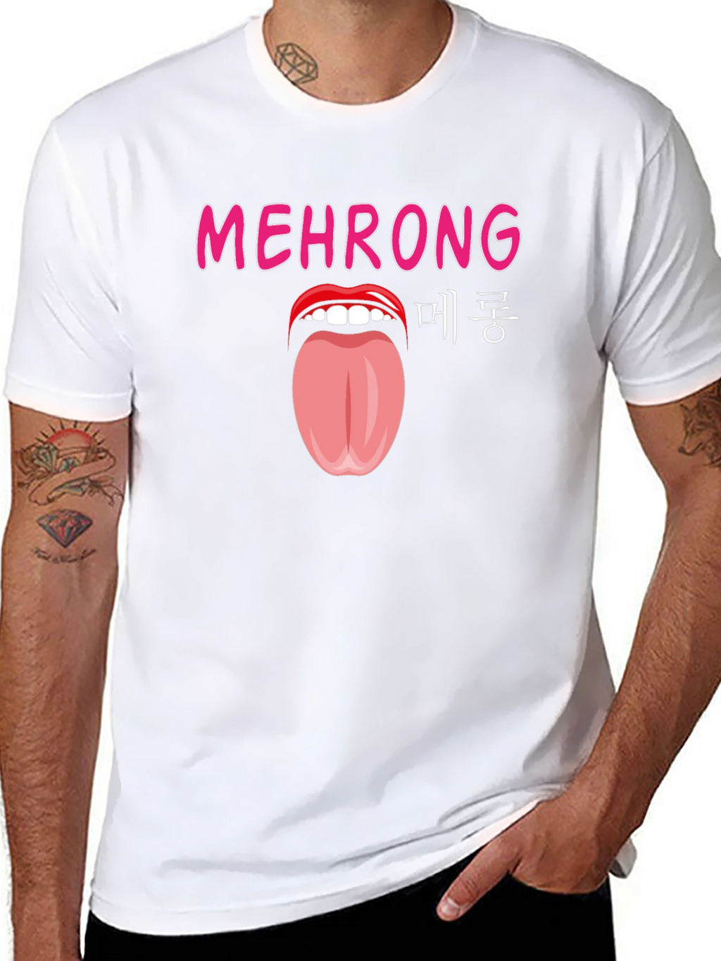 Mehrong Tongue Graphic T-Shirt - Black