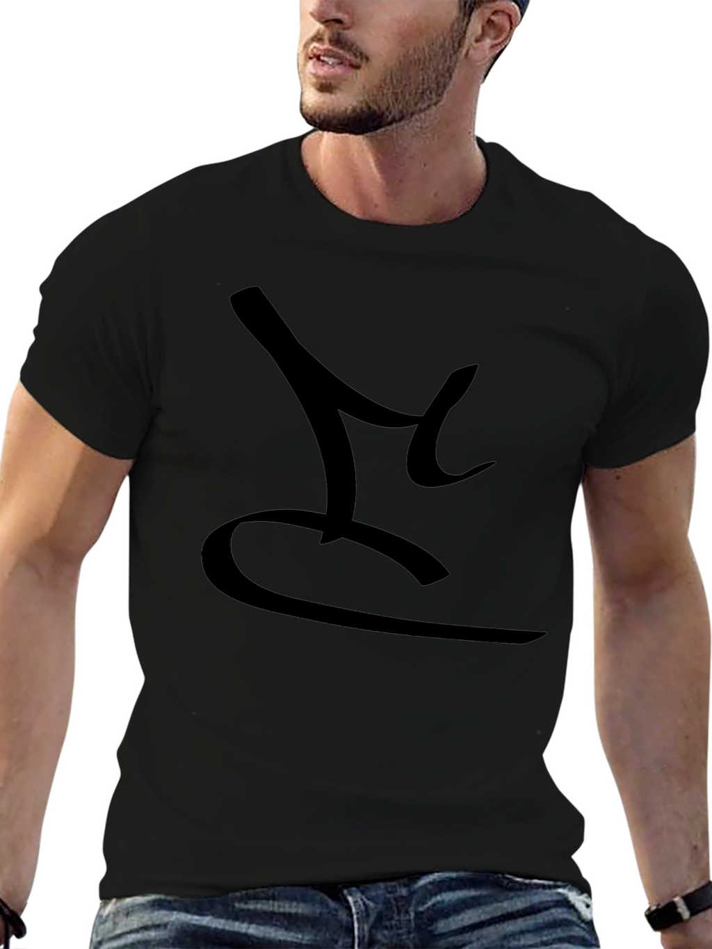 Mens Black T-Shirt with Abstract Design