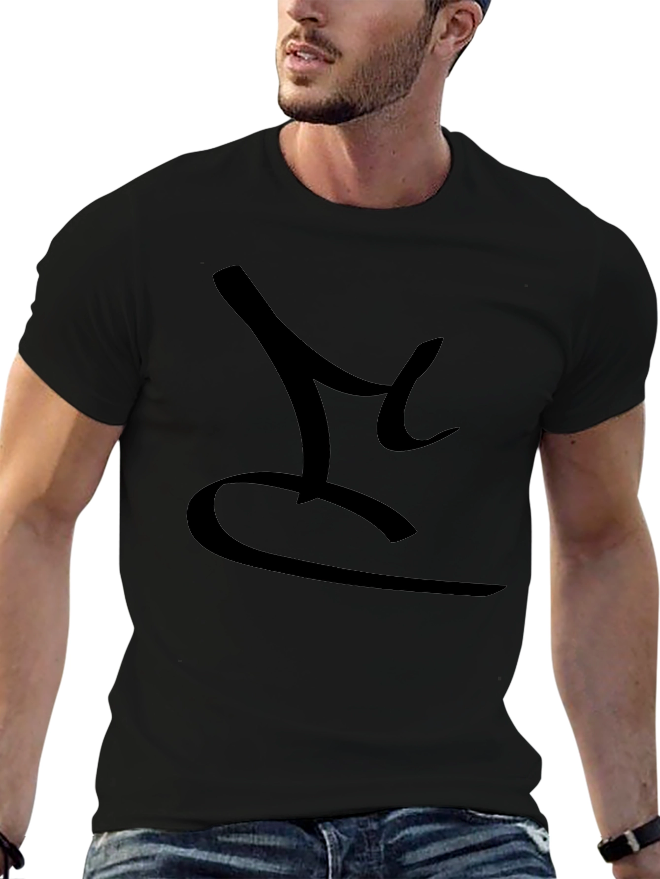 Mens Black T-Shirt with Abstract Design