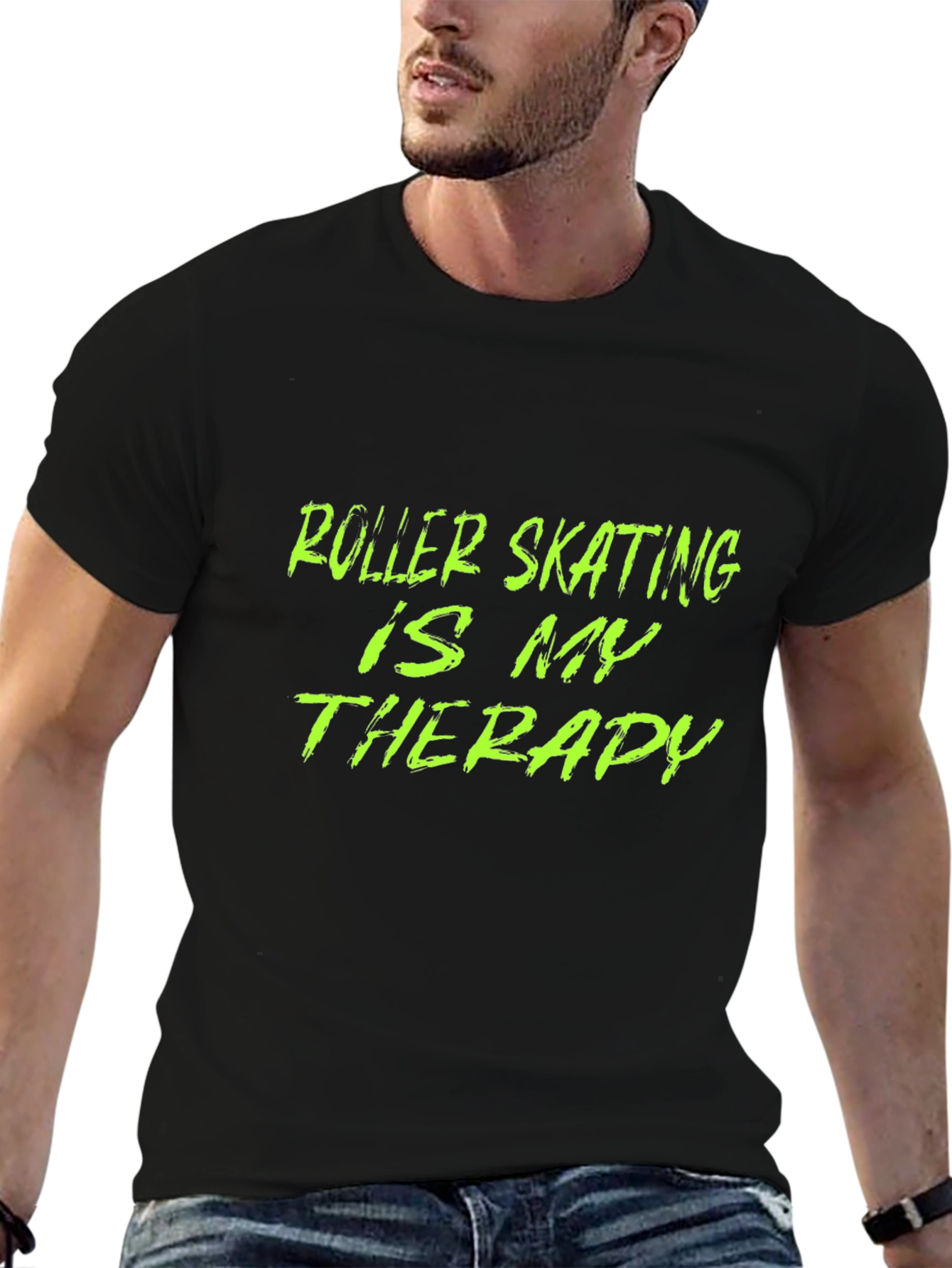 Roller Skating Therapy T-Shirt - Black Graphic Tee
