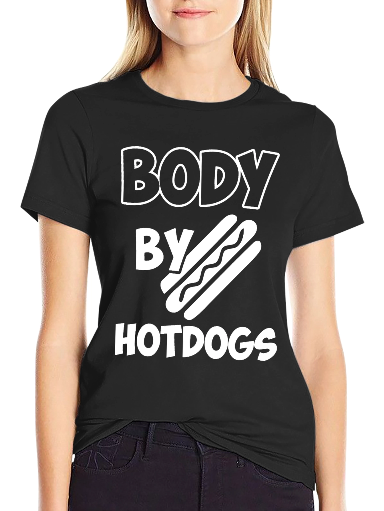 Body By Hotdogs T-Shirt Funny Foodie Tee