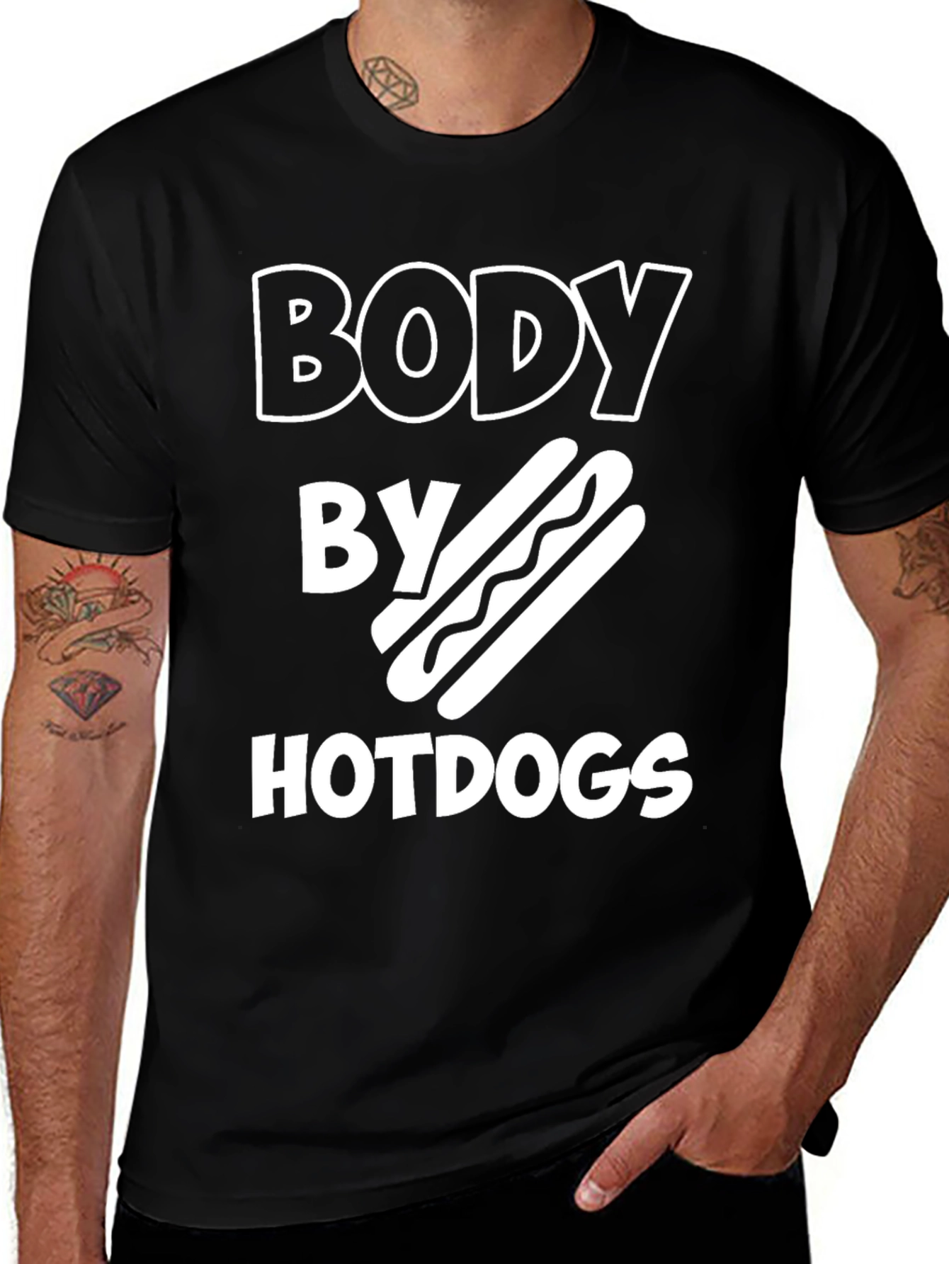 Body By Hotdogs T-Shirt Funny Foodie Tee