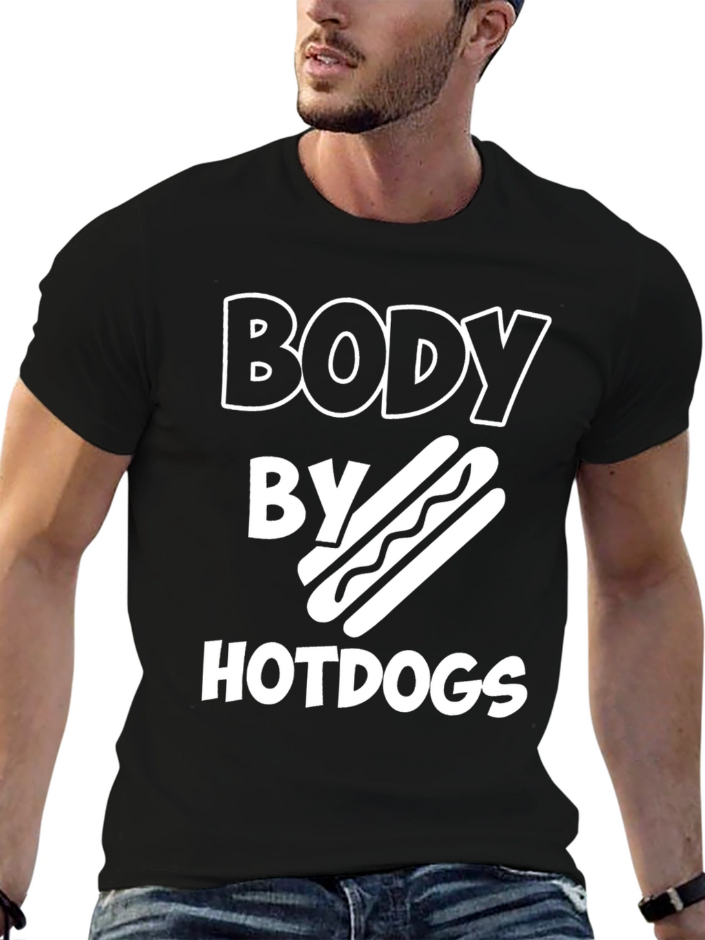 Body By Hotdogs T-Shirt Funny Foodie Tee